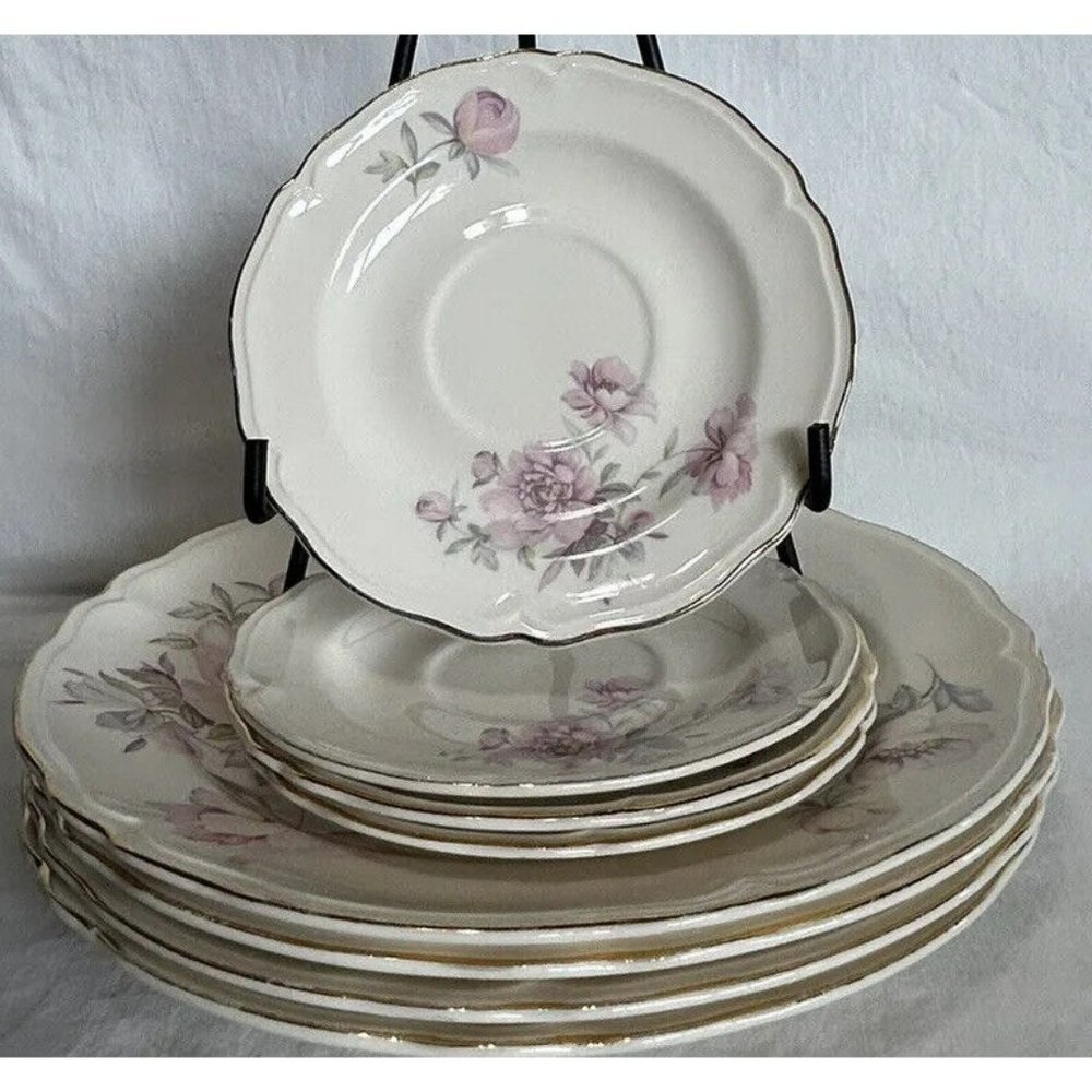 Vintage MCM Edwin M Knowles China (4) Two Piece Settings Discontinued In 1942